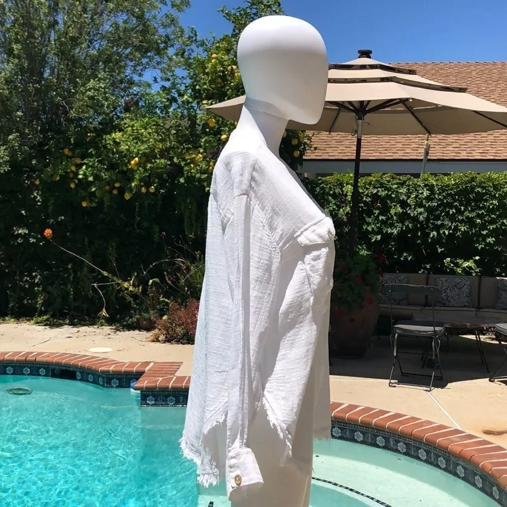 Free People White “Talk to Me” Blouse Sz Sm/P